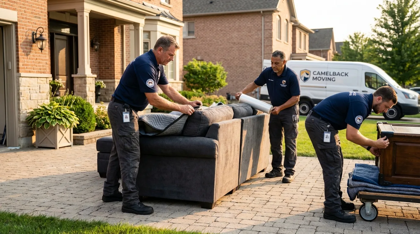 Large estate moving crew wrapping furniture in Jamestown, CA